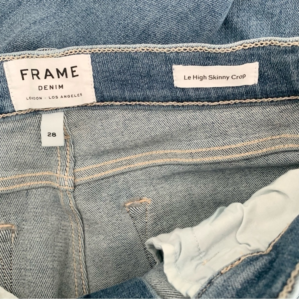 Frame Denim Le High Skinny Crop Chewed-hem Jeans in Paltrow Place size 28 - Picture 9 of 9